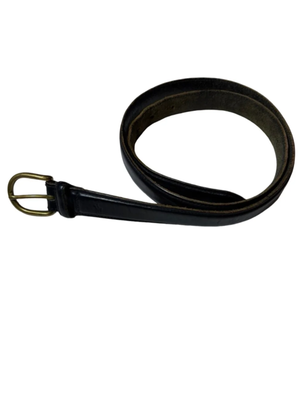 Polo Ralph Lauren Black Leather Skinny Belt Brass Buckle No Size